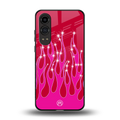 y2k magenta glittery flames back phone cover | glass case for oneplus nord ce 4 lite