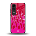 y2k magenta glittery flames back phone cover | glass case for oneplus nord ce 4