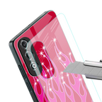 y2k magenta glittery flames back phone cover | glass case for oneplus nord ce 4