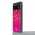 y2k magenta glittery flames back phone cover | glass case for google pixel 6 pro