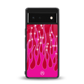 y2k magenta glittery flames back phone cover | glass case for google pixel 6