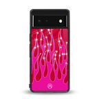 y2k magenta glittery flames back phone cover | glass case for google pixel 6