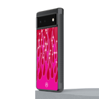 y2k magenta glittery flames back phone cover | glass case for google pixel 6