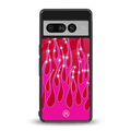 y2k magenta glittery flames back phone cover | glass case for google pixel 7 pro
