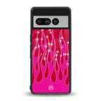 y2k magenta glittery flames back phone cover | glass case for google pixel 7 pro