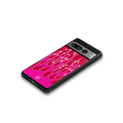 y2k magenta glittery flames back phone cover | glass case for google pixel 7 pro