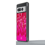 y2k magenta glittery flames back phone cover | glass case for google pixel 7 pro