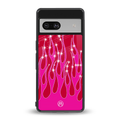 y2k magenta glittery flames back phone cover | glass case for Google Pixel 7