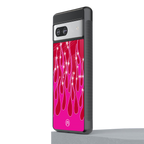 y2k magenta glittery flames back phone cover | glass case for Google Pixel 7