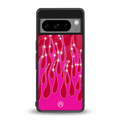 y2k magenta glittery flames back phone cover | glass case for google pixel 8 pro
