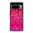 y2k magenta glittery flames back phone cover | glass case for google pixel 8 pro