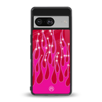 y2k magenta glittery flames back phone cover | glass case for Google Pixel 8