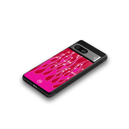 y2k magenta glittery flames back phone cover | glass case for Google Pixel 8