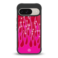 y2k magenta glittery flames back phone cover | glass case for google pixel 9