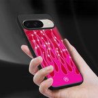 y2k magenta glittery flames back phone cover | glass case for google pixel 9