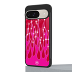 y2k magenta glittery flames back phone cover | glass case for google pixel 9