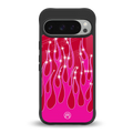 y2k magenta glittery flames back phone cover | glass case for google pixel 9 pro