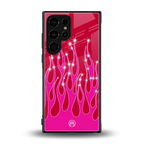 y2k magenta glittery flames back phone cover | glass case for samsung galaxy s23 ultra