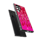 y2k magenta glittery flames back phone cover | glass case for samsung galaxy s23 ultra