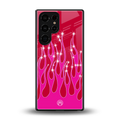 y2k magenta glittery flames back phone cover | glass case for samsung galaxy s25 ultra