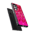 y2k magenta glittery flames back phone cover | glass case for samsung galaxy s25 ultra