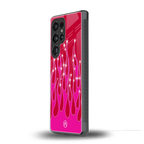 y2k magenta glittery flames back phone cover | glass case for samsung galaxy s25 ultra