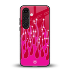 y2k magenta glittery flames back phone cover | glass case for samsung galaxy s25