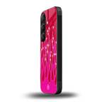 y2k magenta glittery flames back phone cover | glass case for samsung galaxy s24