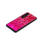 y2k magenta glittery flames back phone cover | glass case for samsung galaxy s24 plus