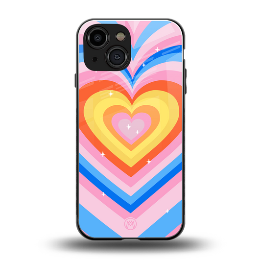 y2k rainbow hearts back phone cover | glass case for iphone 13 mini