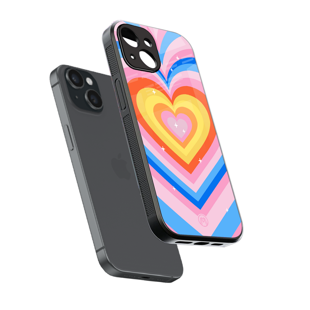 y2k rainbow hearts back phone cover | glass case for iphone 13 mini