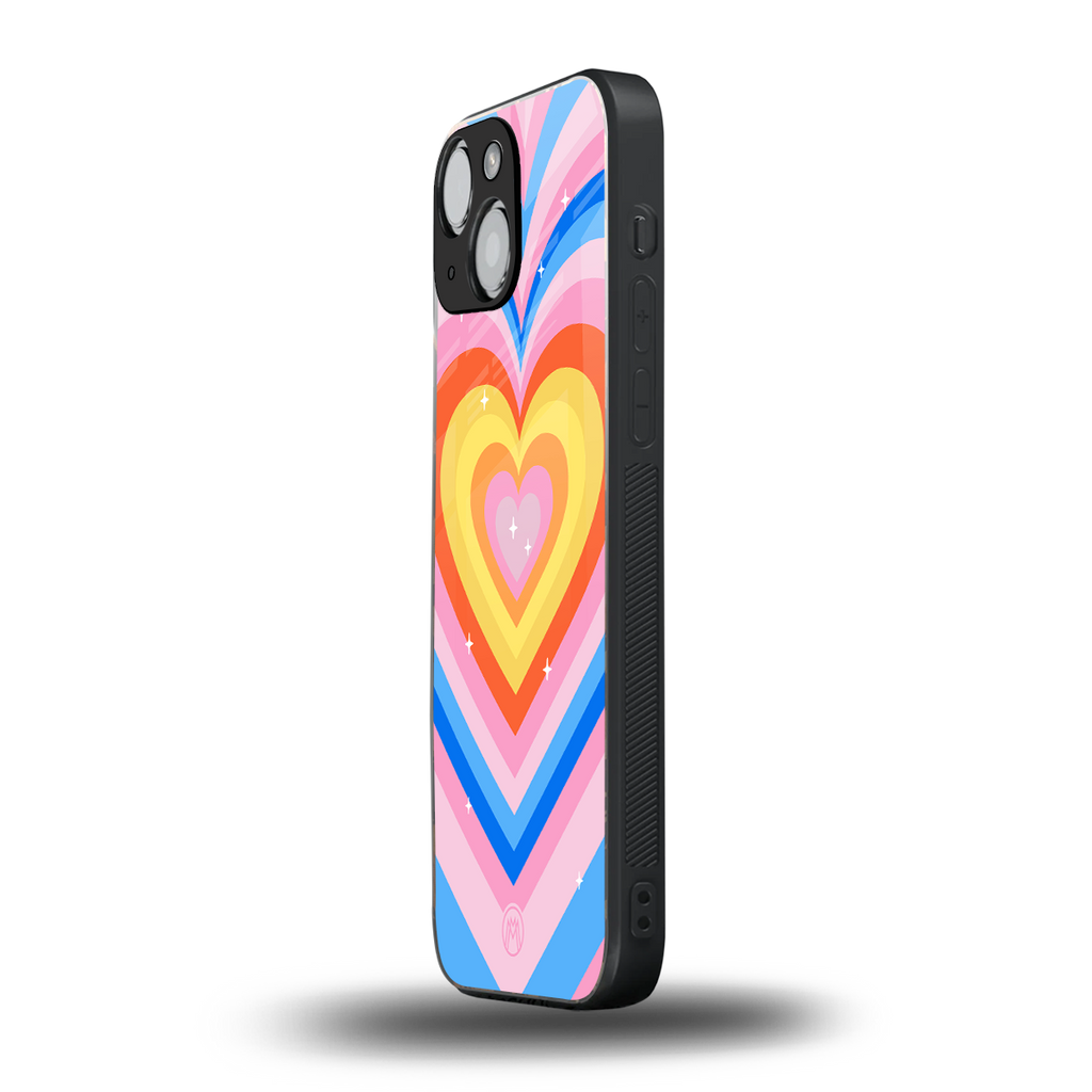 y2k rainbow hearts back phone cover | glass case for iphone 13 mini