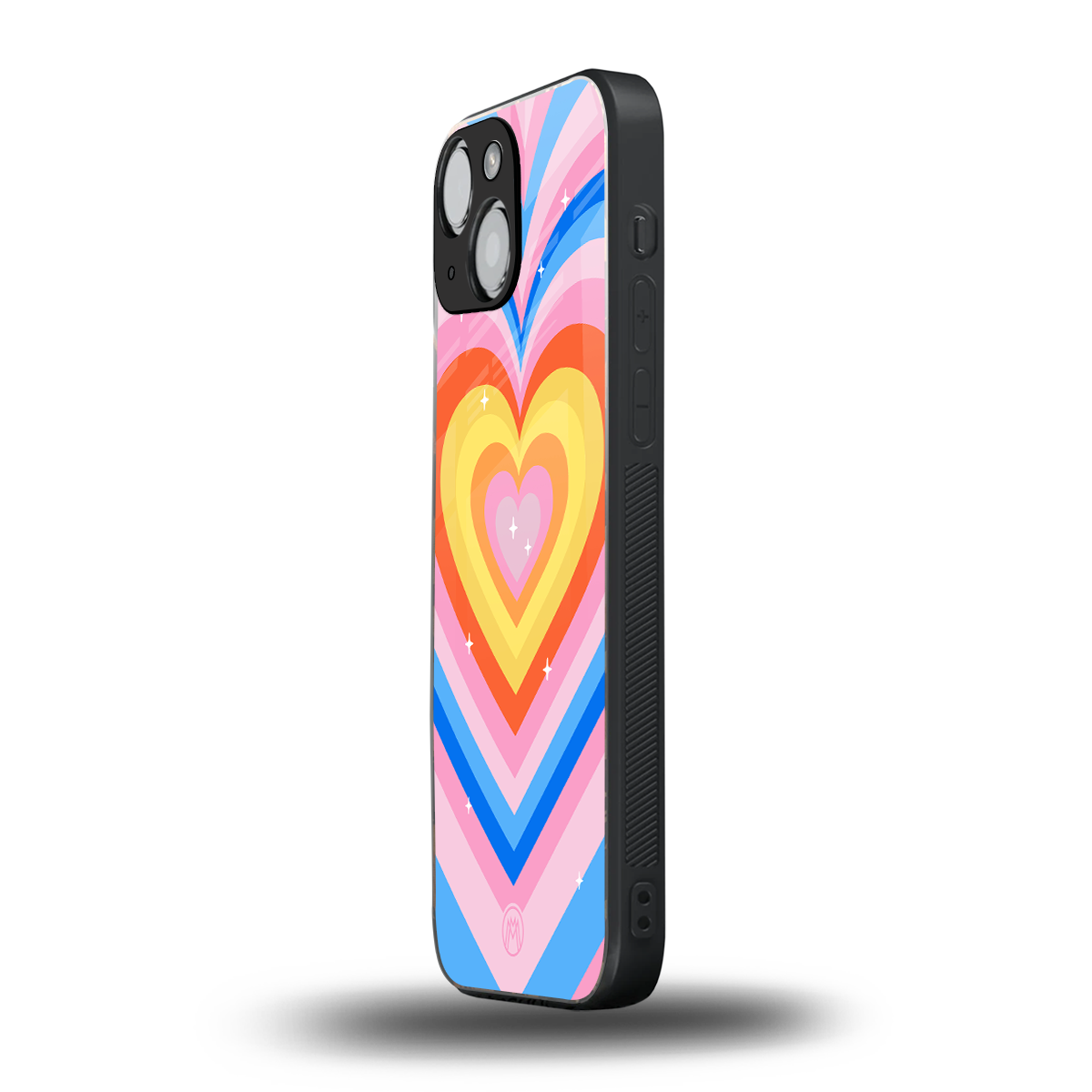 y2k rainbow hearts back phone cover | glass case for iphone 13 mini