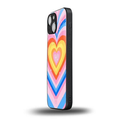 y2k rainbow hearts back phone cover | glass case for iphone 13 mini