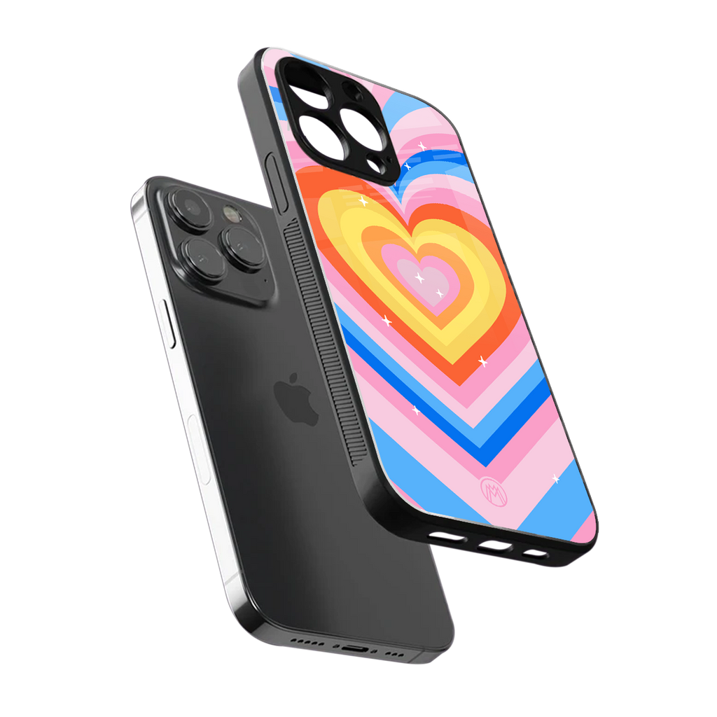 y2k rainbow hearts back phone cover | glass case for iphone 13 pro