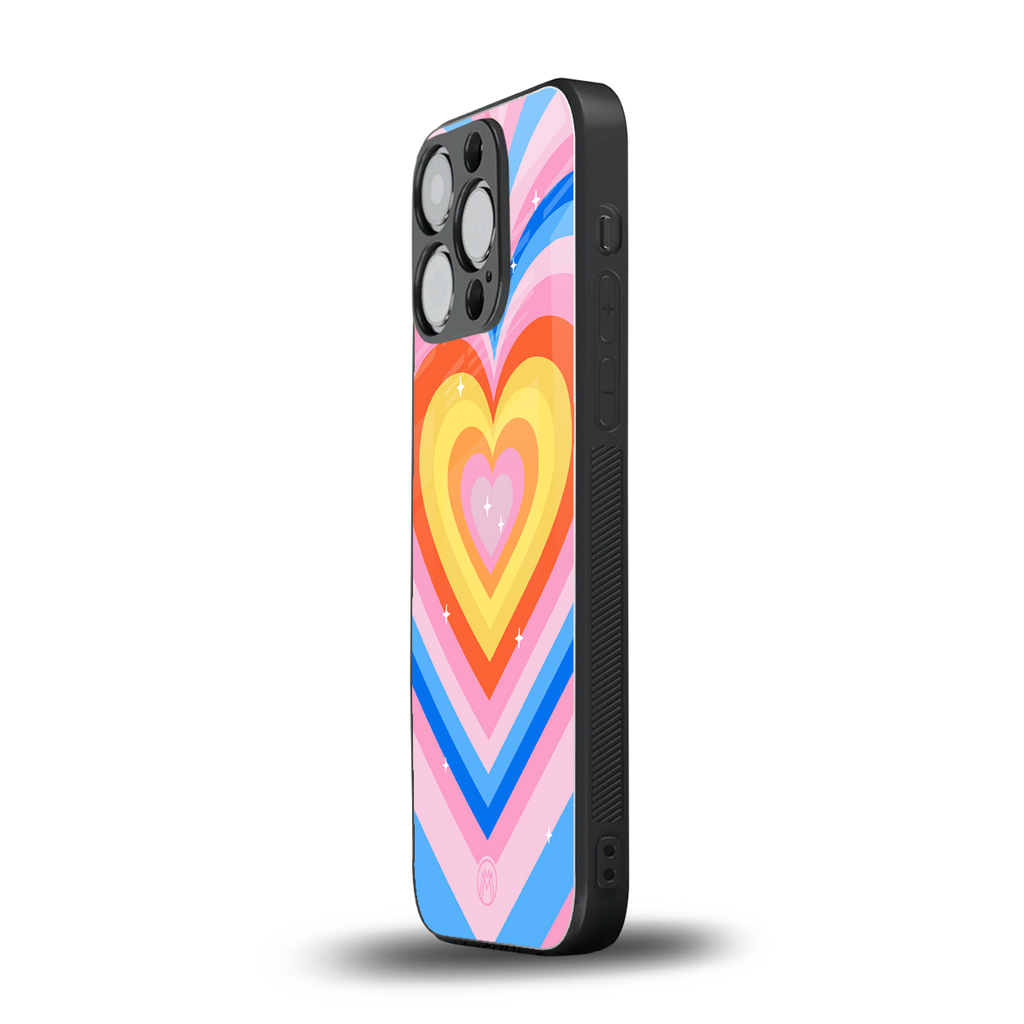 y2k rainbow hearts back phone cover | glass case for iphone 13 pro