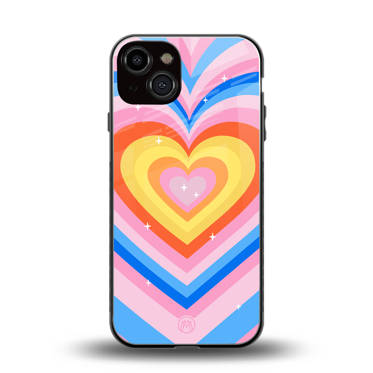 y2k rainbow hearts back phone cover | glass case for iphone 13