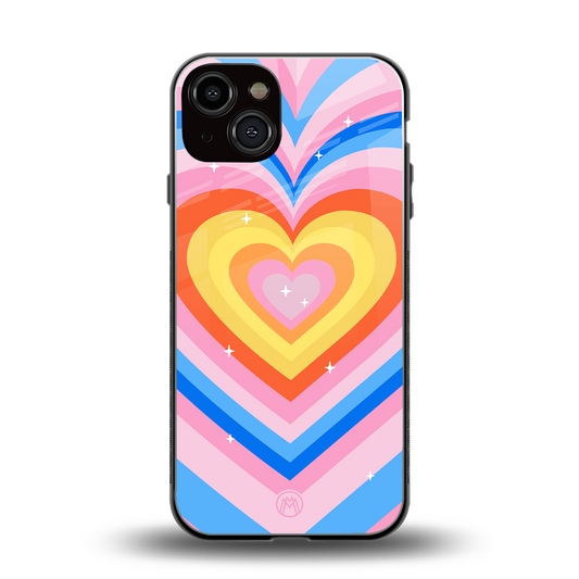 y2k rainbow hearts back phone cover | glass case for iphone 13