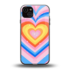 y2k rainbow hearts back phone cover | glass case for iphone 14 plus