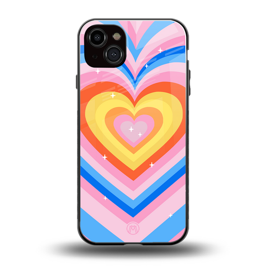 y2k rainbow hearts back phone cover | glass case for iphone 14 plus