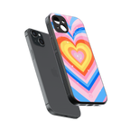 y2k rainbow hearts back phone cover | glass case for iphone 14 plus