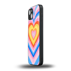 y2k rainbow hearts back phone cover | glass case for iphone 15 plus