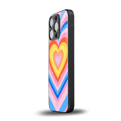 y2k rainbow hearts back phone cover | glass case for iphone 15 pro