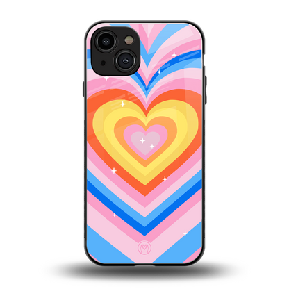 y2k rainbow hearts back phone cover | glass case for iphone 15