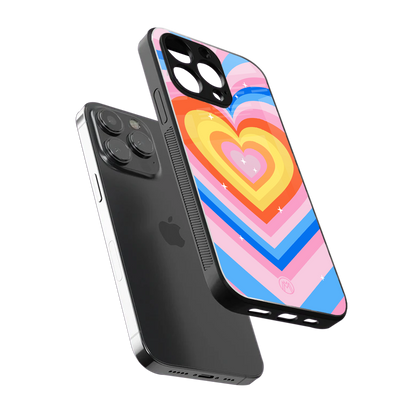 y2k rainbow hearts back phone cover | glass case for iphone 15 pro