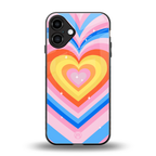 y2k rainbow hearts back phone cover | glass case for iphone 16 plus