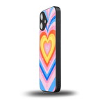 y2k rainbow hearts back phone cover | glass case for iphone 16 plus