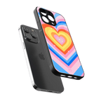 y2k rainbow hearts back phone cover | glass case for iphone 16 pro max