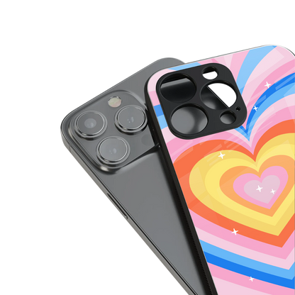 y2k rainbow hearts back phone cover | glass case for iphone 14 pro
