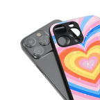 y2k rainbow hearts back phone cover | glass case for iphone 16 pro max